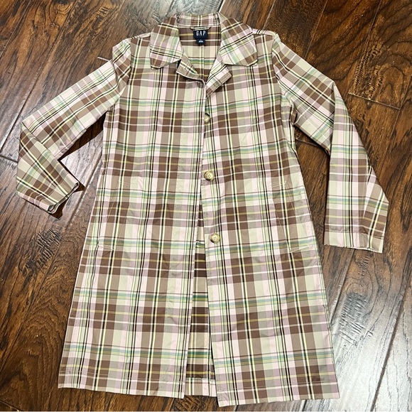 NWOT Vintage Gap Classic Plaid Trench Rain and Wind Coat Size Small - Picture 4 of 16
